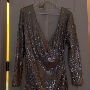 Silver sequin dress